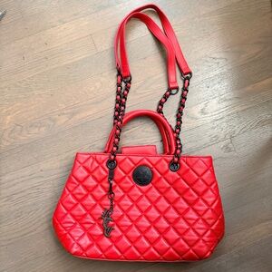 Blackcraft Cult red and black quilted shoulder bag